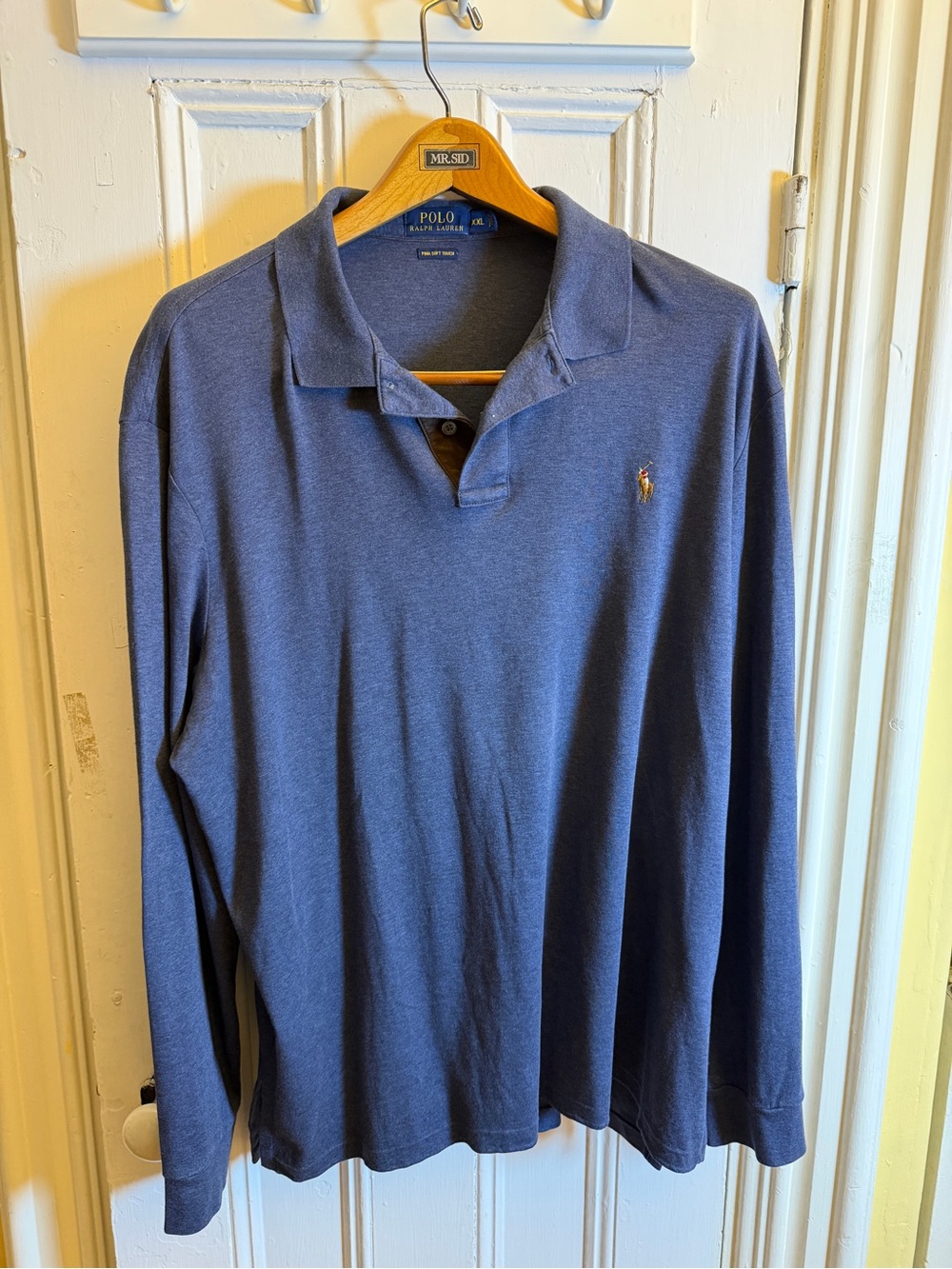 Polo Ralph Lauren Pima Soft Touch Polo Shirt Men XXL Blue Long Sleeve Pony